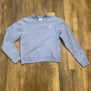 Champion Cropped Lilac Reversed Weave Crewneck